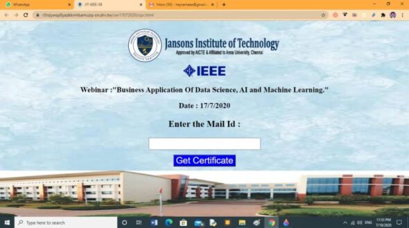 Claim Certificate webpage