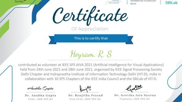 Volunteer at IEEE SPS AIVA 2021