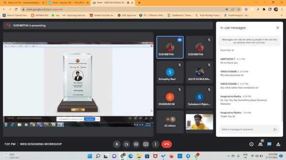 Speaker of a 2-day workshop on Web Designing