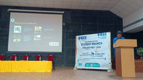 Presented JIT IEEE SB Activities at Student Branch Officers Meet – 2022